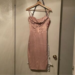 House of CB Dupe Elegant Pink Satin Dress